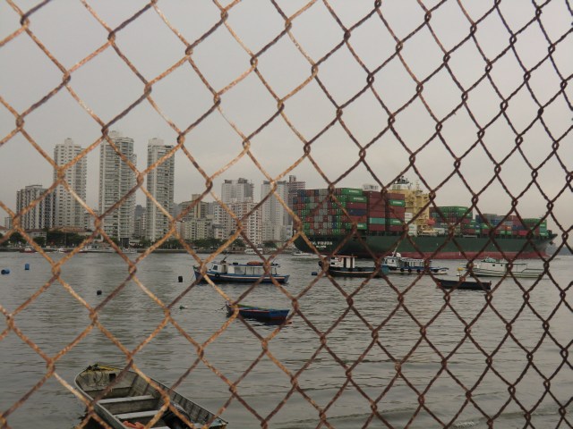 Santos - Hochhäuser, riesiger Seehafen, Frachter, ...