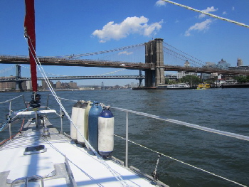 Brooklyn- und Manhattan-Bridge voraus MUSS MAN JA AUCH MAL DRUNTER DURCH GEFAHREN SEIN!